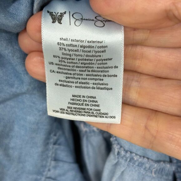 NWT Jessica Simpson Boho Chambray Puff Sleeve Dress. Prairie Style Ruffle - SM - Picture 7 of 7